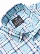 Cotton Blend Checkered Shirt for Men, Sky Blue 