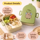 Lunch Box for Kids, Cartoon Lunch Box with Fork, Green 