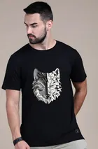 Cotton Blend Printed T-shirt for Men, Black 