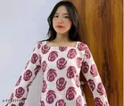 Rayon Printed Short Kurti for Women, White 