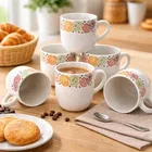 Ceramic Tea & Coffee Cup, White, Pack of 6 