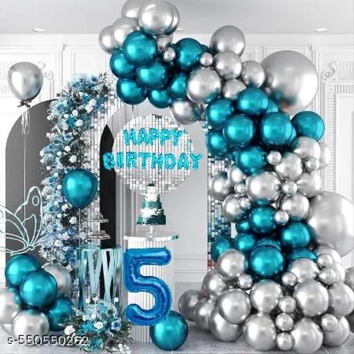 62 Pcs Pcs 5th Birthday Decoration kit, Multicolour, Set of 1