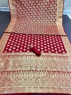 Silk Woven Design Saree for Women, Red 