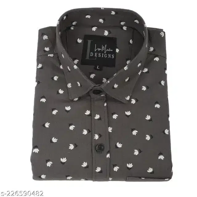 Polycotton Full Sleeves Shirt for Men (Dark Grey, XL)