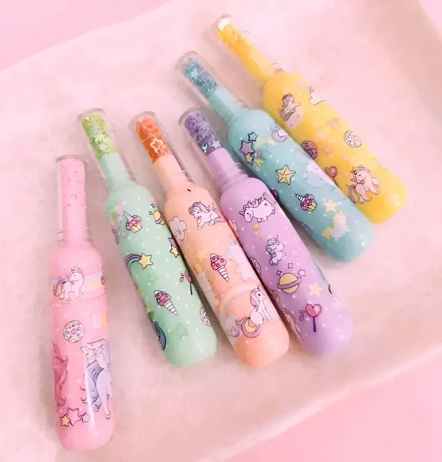 Unicorn 6 Pcs Glitter Highlighters Pen Office Stationery & Kids (Pack of 6)