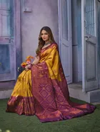 Banarasi Silk Printed Saree for Women (Gold, 6.3 m)
