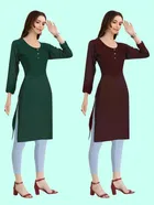 Crepe Solid Kurtis for Women 
