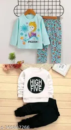 Cotton Blend Full Sleeves T-Shirt with Pant Clothing Set for Kids 