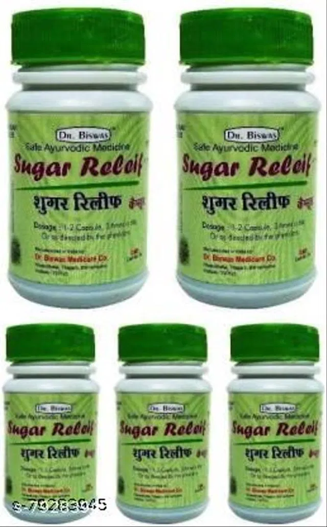 Dr. Biswas Safe Ayurvedic Medicine Sugar Relief 50 Capsules (Pack Of 5)