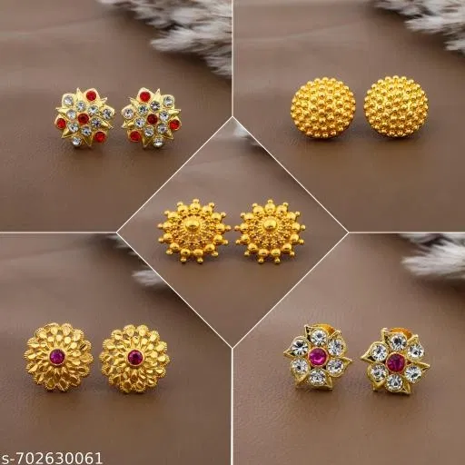 Stylish Antique Gold Plated Party Wear Stud Earrings