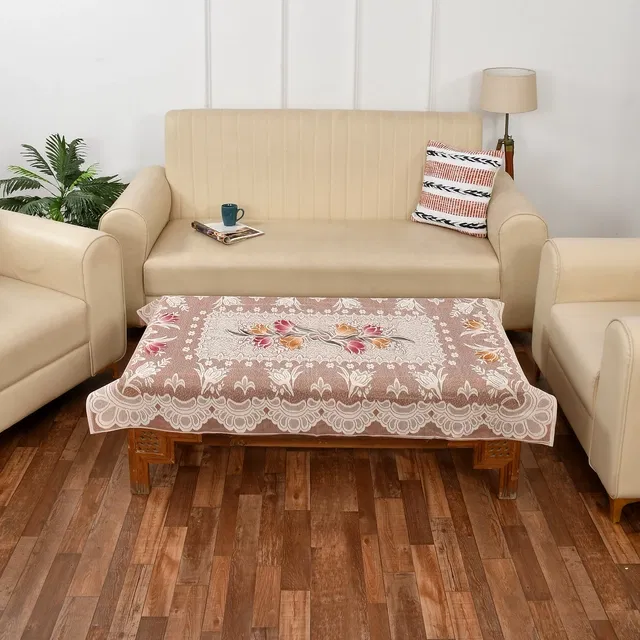 Jute Printed Table Cloth (Cream, 40x60 inches)