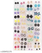 Alloy Stud Earrings for Girls (Multicolor, Set of 18)