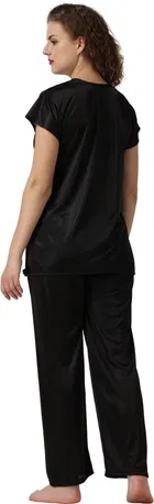 Satin Solid Nightsuit Set for Women 