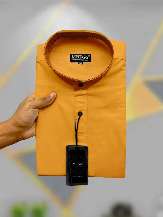 Full Sleeves Solid Shirt for Men (Orange, S)
