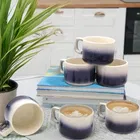 6 Pcs Ceramic Tea & Coffee Cup Set - Dual Tone Blue