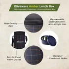 Infinite 3 Stainless Steel Microwave Safe Leak Proof Insulated Fabric Full Meal Lunch Box 