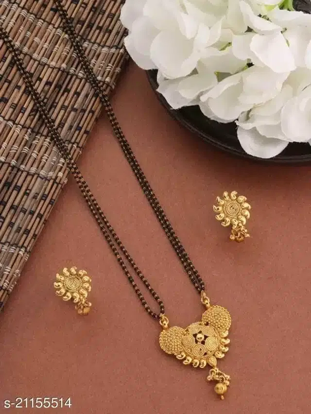 Mangalutra with Earrings for Women (Gold, Set of 1)