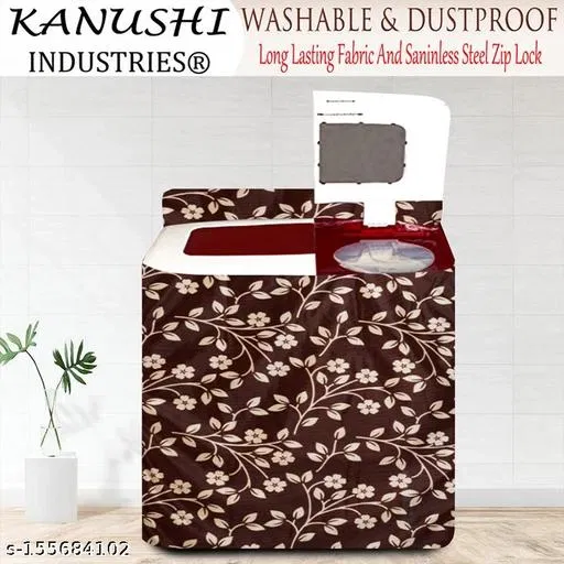 KANUSHI Industries® Brown raj Design Top Load Semi Automatic Washing Machine Cover ( Suitable For 6 Kg, 6.5 kg, 7 kg, 7.5 kg) (WASMAC-BROWN-RAJ-SEMI-01)