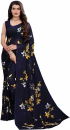 Kanooda Fancy Women Georgette Flower Printed Saree 