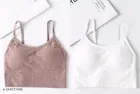 Cotton Blend Bra for Women, White & Brown, Pack of 2 