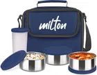 MILTON Steel 4 Container Lunch Box (Blue, 1240 ml) 3 Pcs Containet & 1 Pc Tumbler