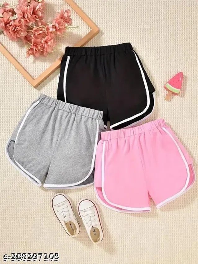 Cotton Blend Shorts for Girls (Multicolor, 5-6 Years) (Pack of 3)