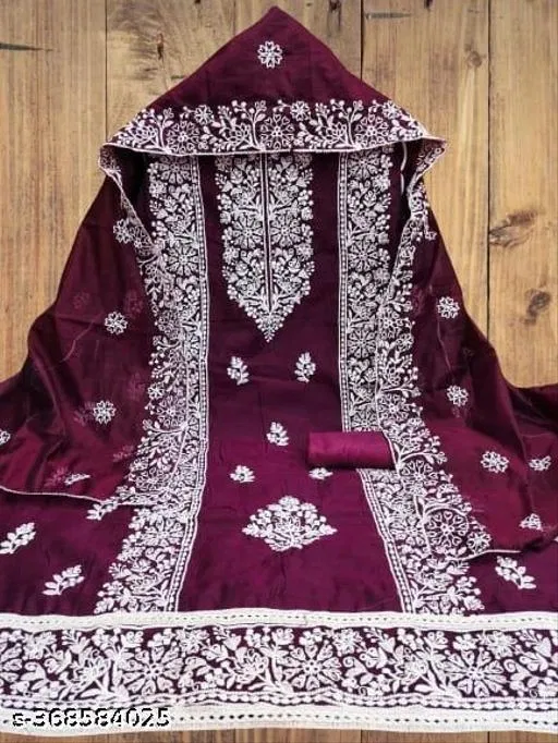 Embroidered Patiala Suits for Women (Purple, Un Stitched)
