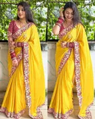 Binny Silk Embellished Saree For Women, Yellow