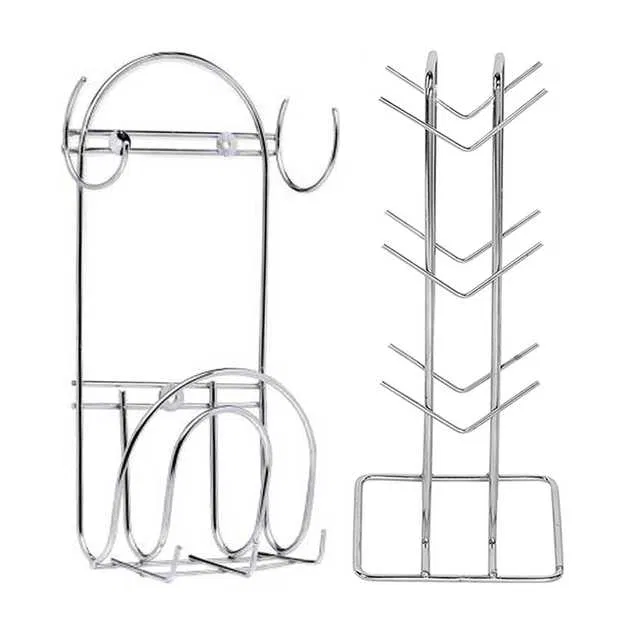 Stainless Steel Cup Stand & Chakla Belan Stand With Hook For Kitchen (Set of 2) (OC-006)