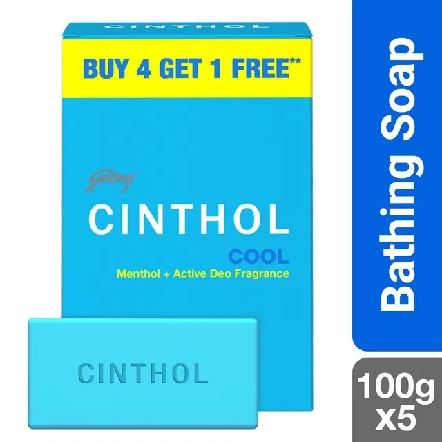 Cinthol Cool Bath Soap 5X100 g (Buy 4 Get 1 Free)
