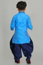 Dupion Silk Printed Kurta with Patiyala Set for Boys 