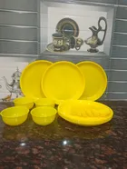 Plastic Dinner Set (Yellow, Set of 18)