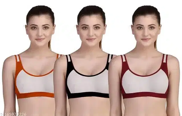 Hosiery Non Padded Bra for Women (Multicolor, XXL) (Pack of 3)