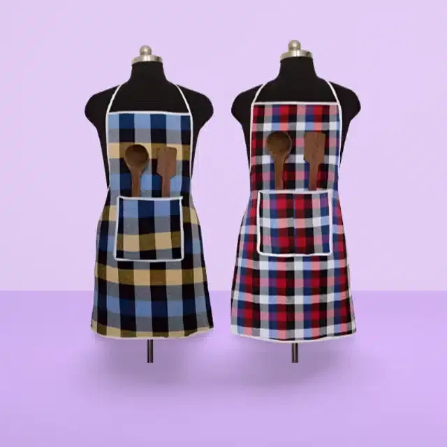 Cotton Kitchen Aprons (Multicolor, Pack of 2)