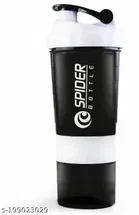 Plastic Gym Shaker and Sipper (Black & White, 500 ml)