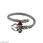 Rudraksh & Shiva Trishul Adjustable Bracelet (Silver)