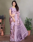 Tussar Silk Printed Saree for Women, Purple 