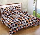 Cotton Blend Queen Bedsheets with 2 Pillow Covers (Multicolor, 228x228 Cm)