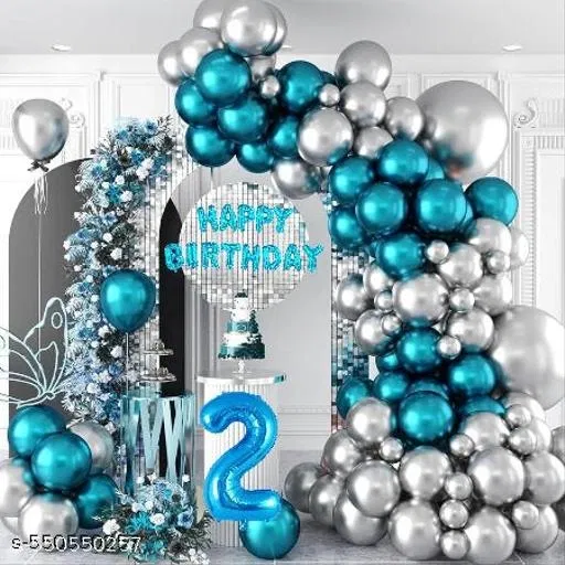 62 Pcs Pcs 2nd Birthday Decoration kit, Multicolour, Set of 1