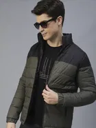 Men's Colour Block Full Sleeves Puffer Jacket 