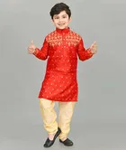 Dupion Silk Embroidery Kurta & Pajama Set for Boys 