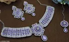 Silver Finish Enchanting Partywear Necklace Set with Royal Touch of Elegance for Women 