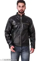 Synthetic Leather Full Sleeves Solid Jacket for Men 