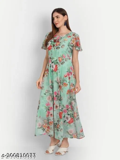 Everyday Party Gown for Women (Mint Green, L)