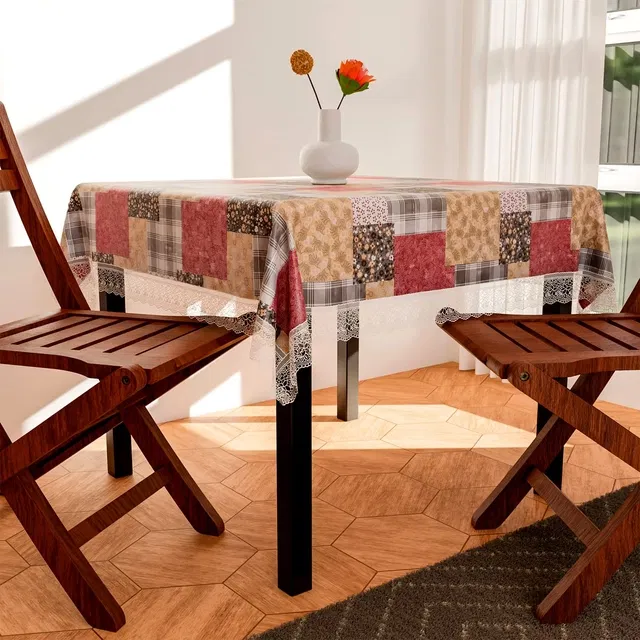 PVC Printed 4 Seater Table Cover (Multicolor, 40x60 Inches)