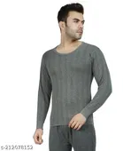 Cotton Thermal Topwear For Men, Grey 