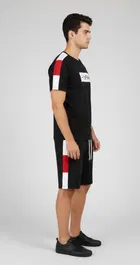 Polyester Printed Co-Ord Set for Men, Black 