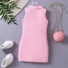 Solid Cotton Blend Dress for Girls 