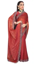 Satin Solid Saree for Women, Pink 