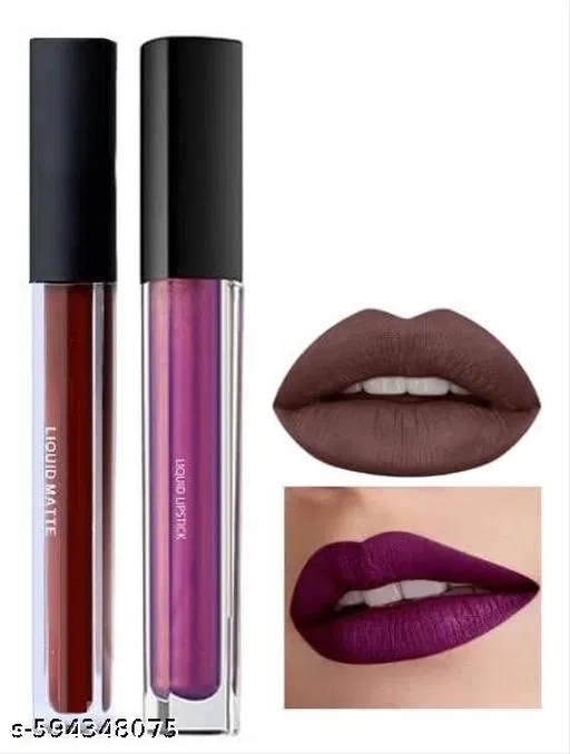 Matte Lipsticks Swiss Edition For Girls/Women-BEST LIQUID MATTE LIPSTICK COLORS (COFFEE + PURPLE)